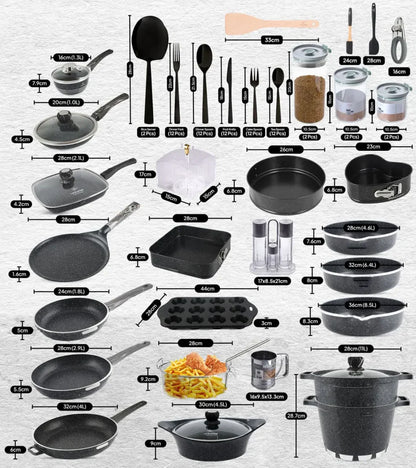 134-Pc Nonstick Pot & Pan Set - Dishwasher Safe